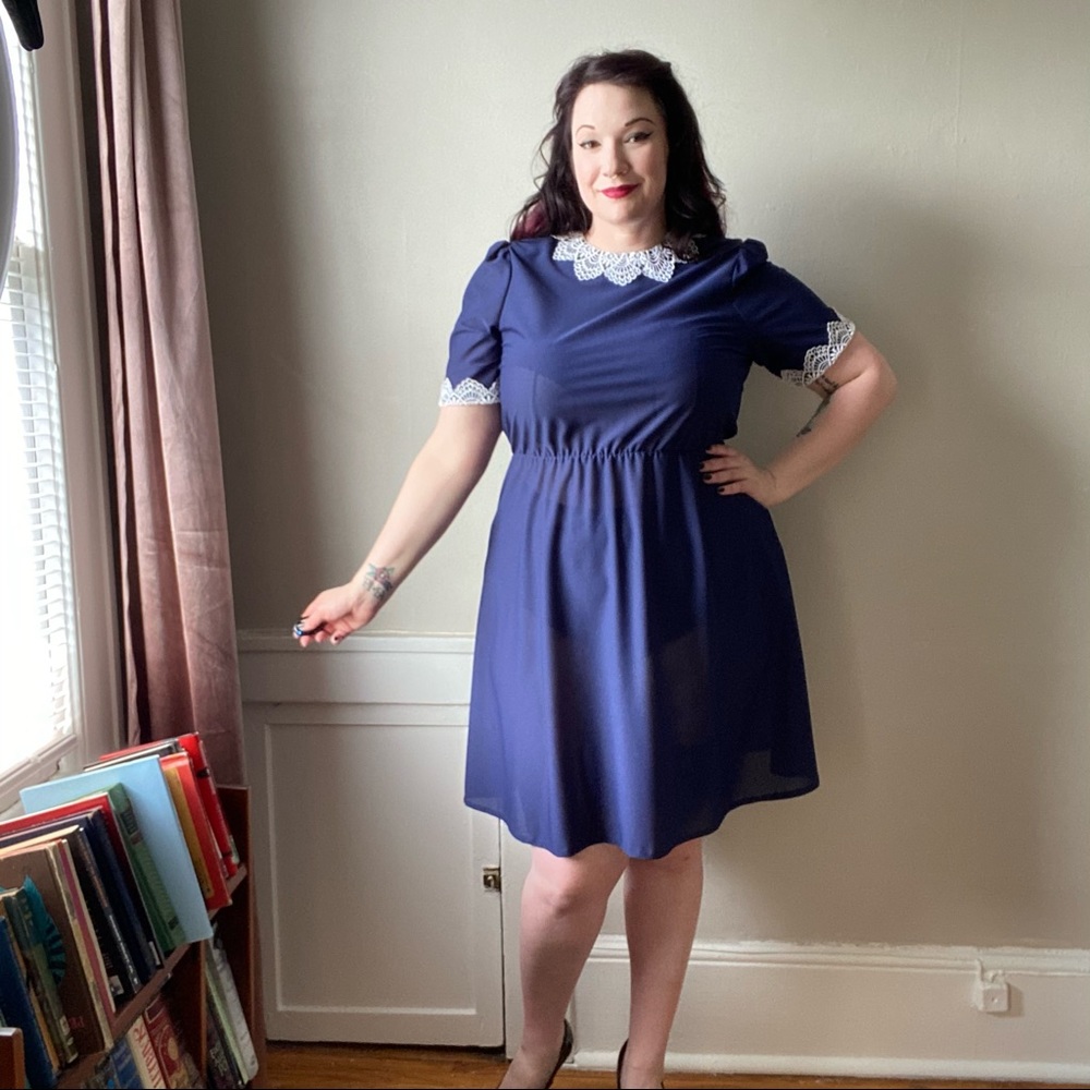 Vintage navy blue day dress